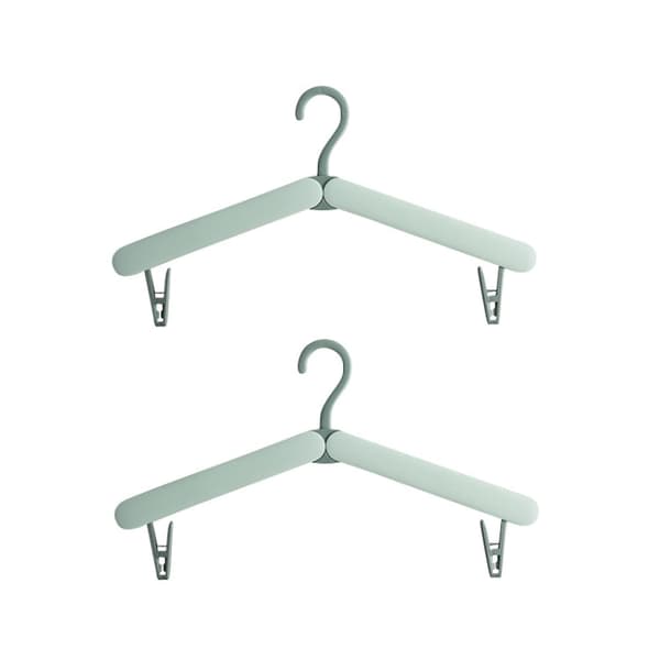 2 PCS Travel Folding Hanger Portable Drying Rack With Small Clamps(Green)