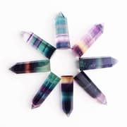 Natural Rough Stone Hexagonal Crystal Column Colorful Fluorite Column Ornaments, Size:9.1-10 cm