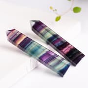 Natural Rough Stone Hexagonal Crystal Column Colorful Fluorite Column Ornaments, Size:7.5-8 cm