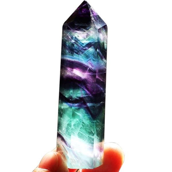 Natural Rough Stone Hexagonal Crystal Column Colorful Fluorite Column Ornaments, Size:7.5-8 cm