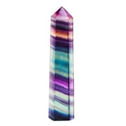 Natural Rough Stone Hexagonal Crystal Column Colorful Fluorite Column Ornaments, Size:7.5-8 cm