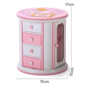 Round Three-Layer Small Drawer Storage Music Box Simple Fresh Jewelry Box Creative Gifts(White Peach Heart)