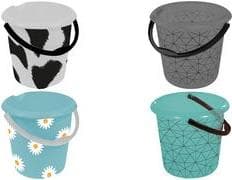 keeeper deco rensespand ilvie "polygon", rund, 10 liter farve: krystal-grå-transparent, med påtryk, materiale: PP, - 1 stk (1260082721700)
