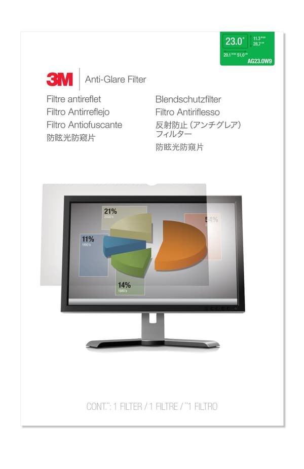 3M antirefleksfilter til 58,40 cm (23") skærme 16:9 - Display antirefleksfilter - 58,4 cm widescreen (23" widescreen) - klar