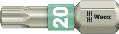 Wera TORX® stainless steel bits 25 mm 05 071034 001 T 20 6.3 mm (1/4") hexagon DIN 3126-C 6.3, ISO (05 071034 001)