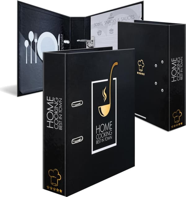HERMA Recipe Folder A4 Homecooking - A4 - Eyelet - Storage - Cardboard - Black - Gold - White - 7 cm (19668)