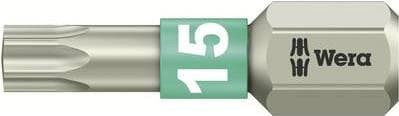 Wera TORX® stainless steel bits 25 mm 05 071033 001 T 15 6.3 mm (1/4") hexagon DIN 3126-C 6.3, ISO (05 071033 001)