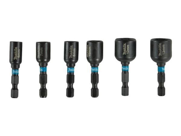 Makita Impact Black - Impact socket bit set - 6 deler - sekspunkters - 6 mm, 7 mm, 8 mm, 10 mm, 12 mm, 13 mm - heksagonal - lengde: 50 mm