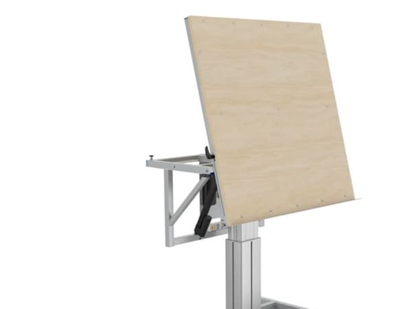 Monteringsbord ErgoTilt 1 pelare, 1200x1205 RAL 9006 Inkl bordsskiva