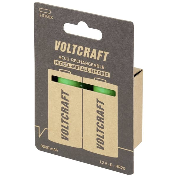 VOLTCRAFT Endurance Laddbart batteri D (R20) NiMH 9500 mAh 1.2 V 2 st