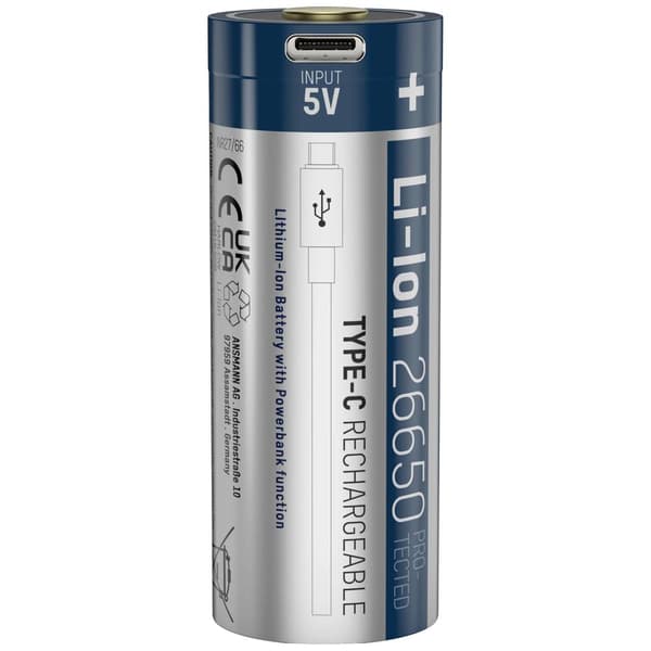 Ansmann 26650 USB-C USB-C®-batteri 26650 Li-Ion 3.6 V 5100 mAh