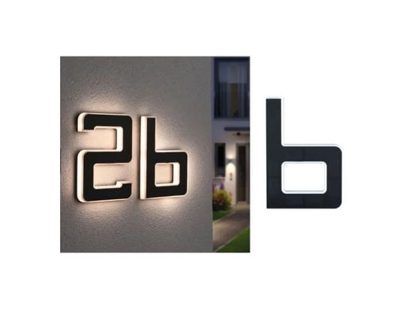 Paulmann Letter B, Väggbelysning för utomhusbruk, Svart, Plast, IP44, Fasad, III