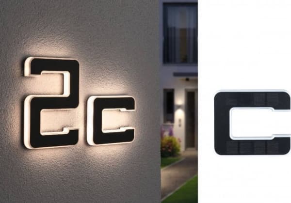 Paulmann Letter C, Väggbelysning för utomhusbruk, Svart, Plast, IP44, Fasad, III Svart