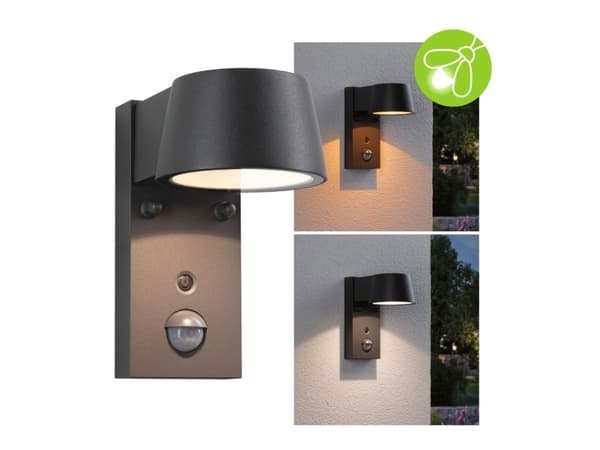 Seinävalaisin Paulmann Ulkoseinävalaisin CAPEA LED 6W 450lm 2200-3000K liike+hämärätunnistin IP44 musta 230V musta alumiini