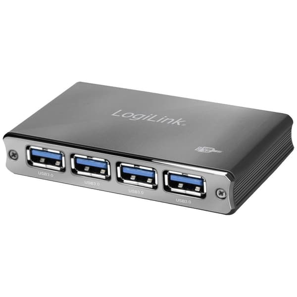 LogiLink UA0282 USB 3.0-hubb Aluminiumhölje, med status-LED Space Grå