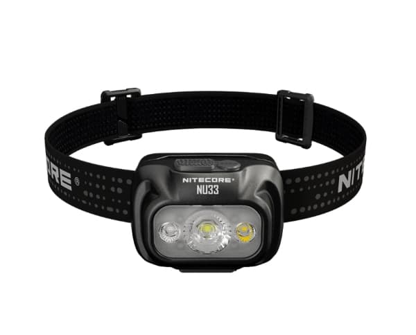 Nitecore NU33, Hovedbånd lommelygte, Lajittelu, Alumiini, Knapper, 1 m, IP66 musta