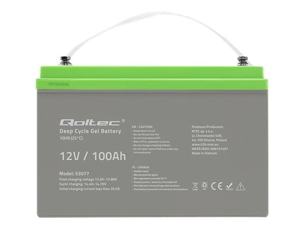 Qoltec - UPS-batteri - 30.5 kg, deep cycle gel - 1 x batteri - gel - 100 Ah