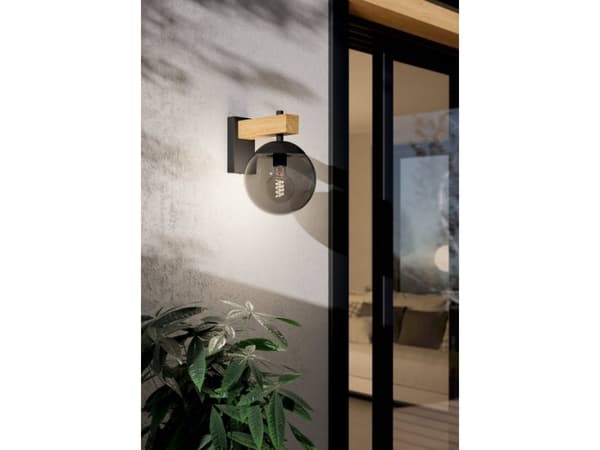 EGLO BUFALATA UTOMHUS VÄGG E27 IP44 NATUR/SVART