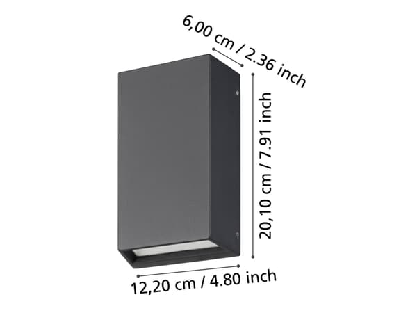EGLO SPONGANO UTOMHUS VÄGG H200 CCT 2X5W 1200LM IP65 SVART
