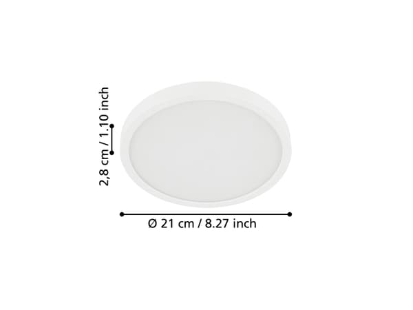 EGLO FUEVA 5 PLAFOND Ø210 17W 2000LM IP44 HVID