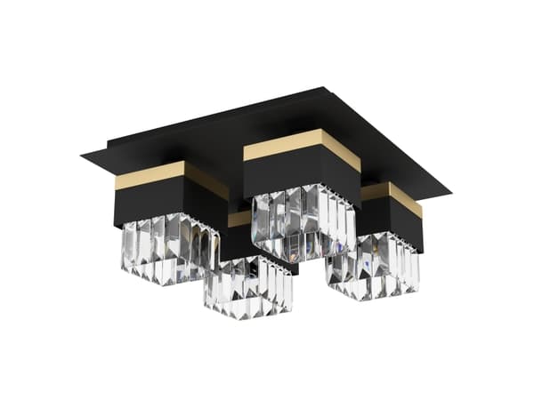 EGLO BARRANCAS TAK 4L/E14 SVART/GULD/KRISTALL