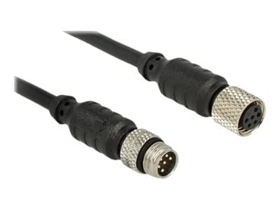 Delock - Sensorns förlängningskabel - 6 pin M8 hane till 6 pin M8 hona - 2 m - svart