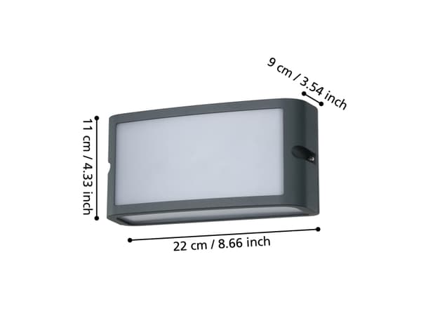 EGLO CAMARDA UDE VÆG L220 10,5W 1200LM 4000K IP54 SORT