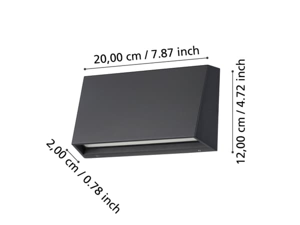 EGLO SPONGANO UDE VÆG L200 TW 9,5W 1100LM IP65 SORT