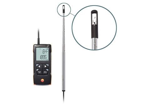 BUHL &amp; BØNSØE Testo 425 varmetrådsanemometer med 820 mm teleskopsonde og App-tilslutning.