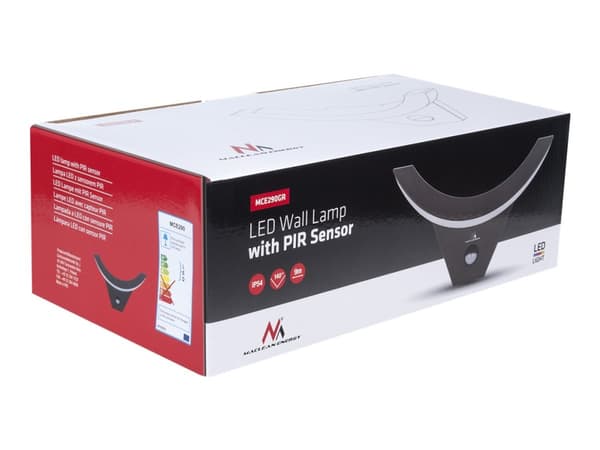 Maclean MCE290 - Vegglampe - LED - 10 W (ekvivalent 100 W) - nøytralt hvitt lys - 4000 K - grå