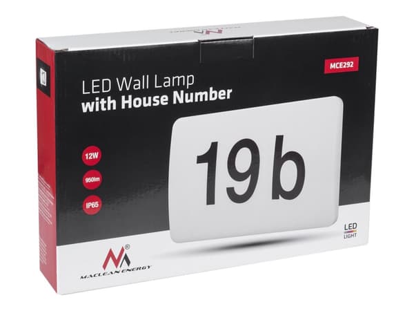 Seinävalaisin MACLEAN MCE292W LED-valaisimet talon numero hämärätunnistimella 950lm 12W 12W IP65 auringonvalon kestävä UV-kestävä valkoinen