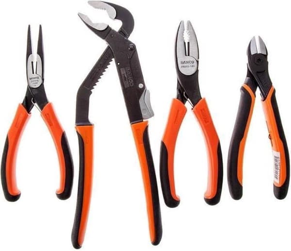 Bahco Tångset - 4-delat - Kromvanadinstål - halkfria handtag - Svart, Orange