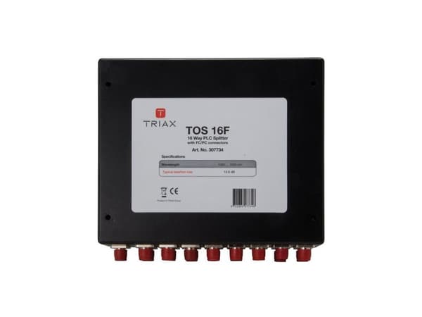 Triax TOS 16F, Kaapelin jakaja, Musta, Metalli, 13,6 dB, FC/PC, 155 mm