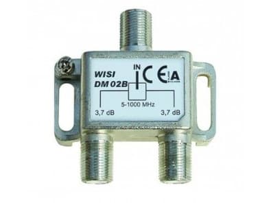 Wisi DM 02 B, Kaapelin jakaja, 5 - 1000 MHz, Hopea, Valkoinen, F, 55 mm, 28 mm
