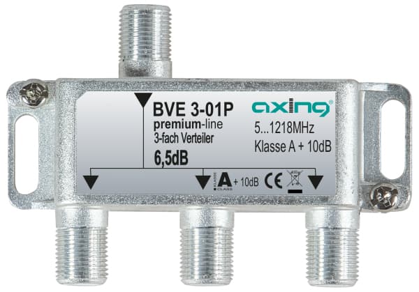 Axing BVE 3-01P, Kabelspillter, 5 - 1218 MHz, Rustfritt stål, Hunkjønn/hunkjønn, F, 89 mm
