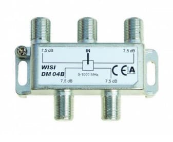 Wisi DM 04 B, Kaapelin jakaja, 5 - 1000 MHz, Hopea, Valkoinen, F, 78 mm, 28 mm