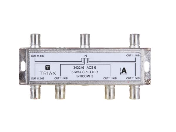 Triax ACS 6, Kabelfordeler, 75 ohm (O), 5 - 1000 Mhz, Sølv, Zink, Zink, Hunstik