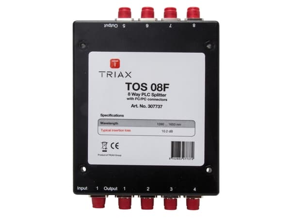 Triax TOS 08F, Kabelfordeler, Sort, Metal, 10,2 dB, 1 stk, FC/PC