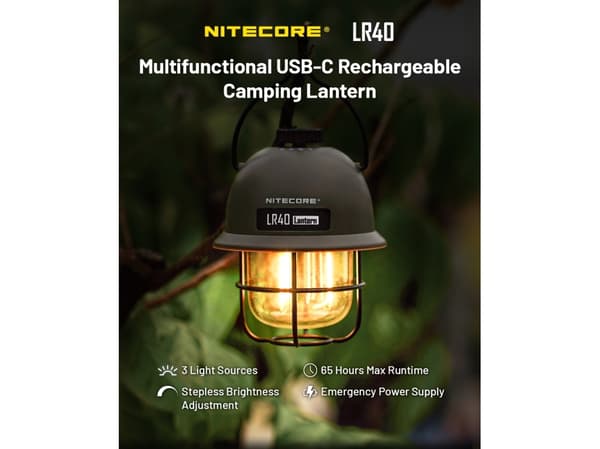 Nitecore retkeilyvalaisin LR40, 100lm, USB