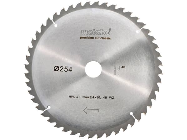 Metabo 628061000, Spånskiva, Hårt träslag, MDF, Plywood, Mjuka träslag, Trä, 25,4 cm, 3 cm, 1,8 mm, 6100 RPM, Metabo