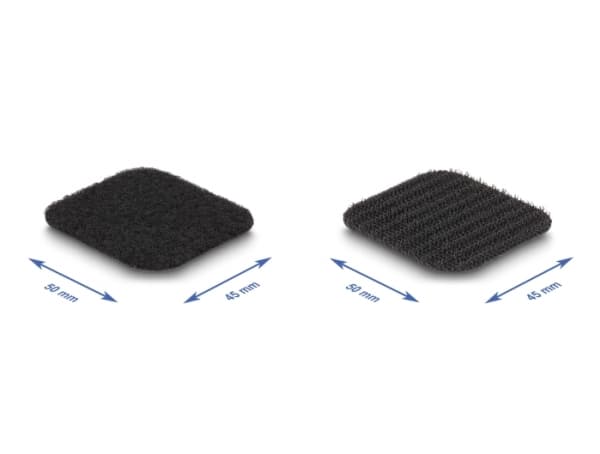 Delock borrelåspute på rull selvklebende med lim og fleecepute 45 x 50 mm - lengde 3 m svart