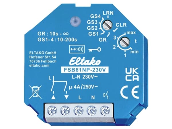 Eltako FSB61NP-230V, Persienne-aktuator, Blå, Hvit, 250 V, 4 A