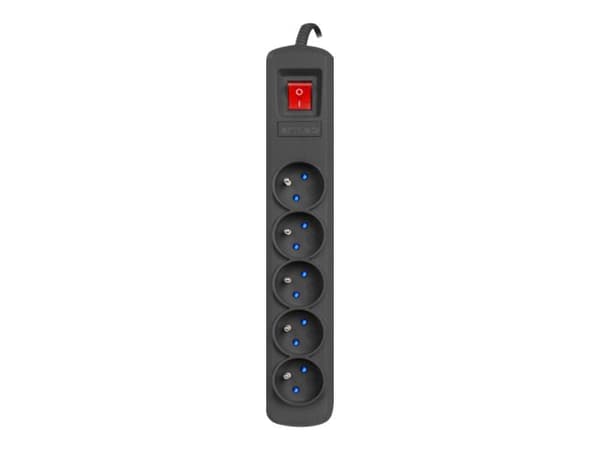 Armac R5 - pistorasia - AC 230 V - 2300 Watt - tulo: tyyppi E - lähtöliittimet: 5 (5 x tyyppi E) - 1,5 m johto - musta
