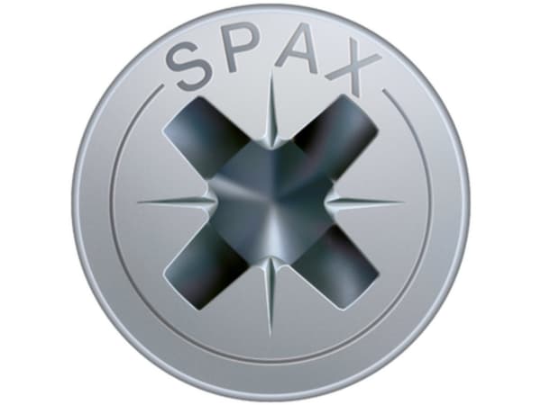 SPAX 4003530003943, Skruv, Metall, Trä, Platt, Krom, Delvis gängad