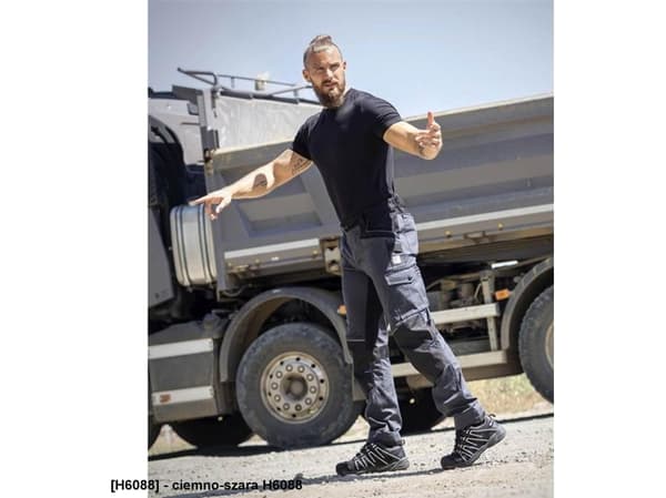 Ardon ARDON 4Xstretch - arbeidsbukse, stretch i midjen, 7 lommer: for linjal, skrutrekker, kniv + for knebeskyttere, D-ring, - mørkegrå H6088 54