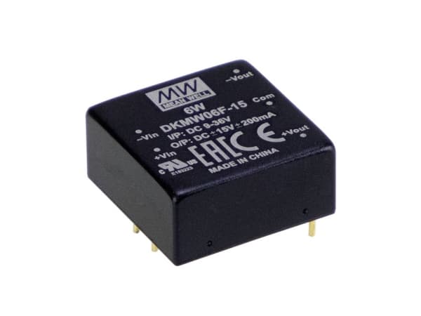 Mean Well DC/DC-bilomformer 48 V 15 V 0.2 A 6 W Antal udgange: 2 x