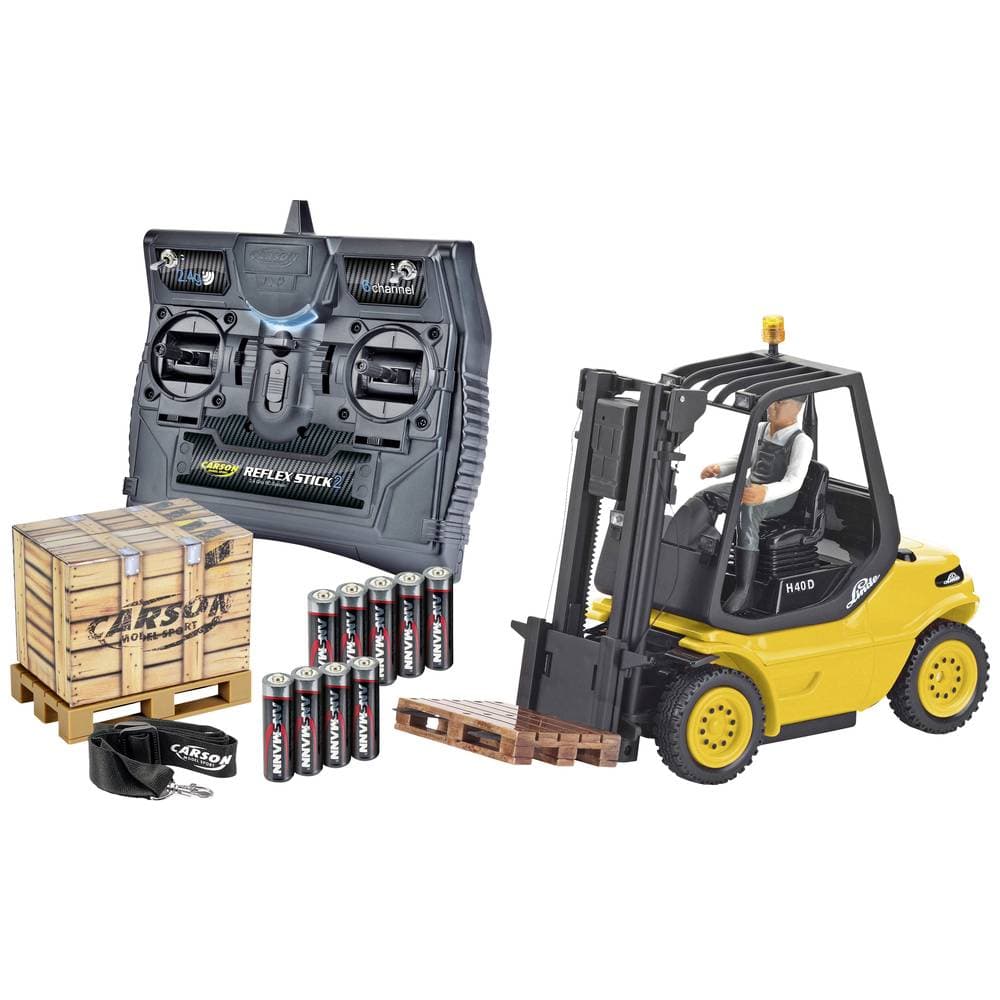 Carson Modellsport 907673 1:14 Gabelstapl. Linde 2.4G 100%RTR gelb 1:14 Elektrisk RC Funktionsmodell nybörjare 100% RtR