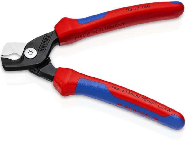 Knipex StepCut, Strømkabelkutter, Sort, Blå, Rød, 1,5 cm, 50 mm², 160 mm, 240 g