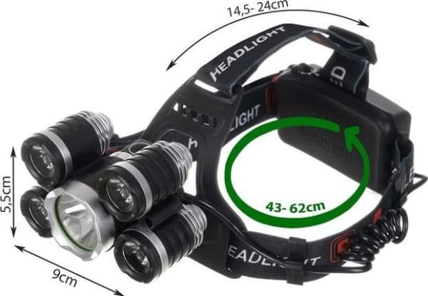 Iso Trade hodelykt 5 x T6 CREE LED hodelykt