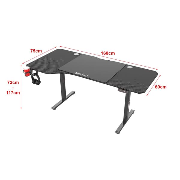 Höj och sänkbart skrivbord Virolahti 160x60/75x73-118 cm svart [pro.tec]